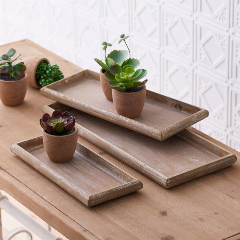 Melrose Natural Wooden Nesting Tray (Set of 6)