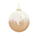 Beaded Gold Glass Ornament with Snowy Accent (Set of 6)