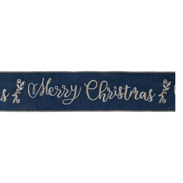 Melrose Embroidered Merry Christmas Wired Ribbon 4" x 5 Yds.