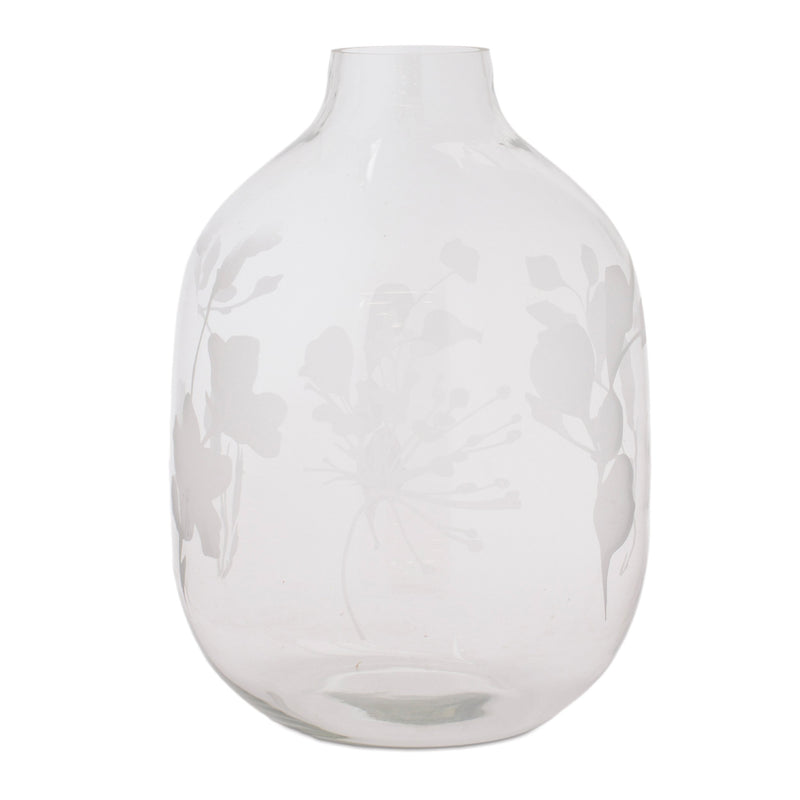 Melrose Frosted Floral Glass Vase