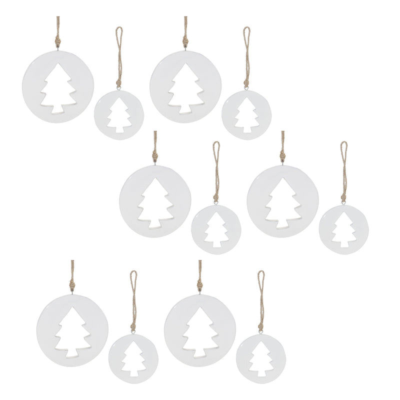 Melrose White Wood Pine Tree Cut-Out Ornament (Set of 12)