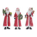 Melrose Glitter Santa Figurine with Pine Accent (Set of 3)