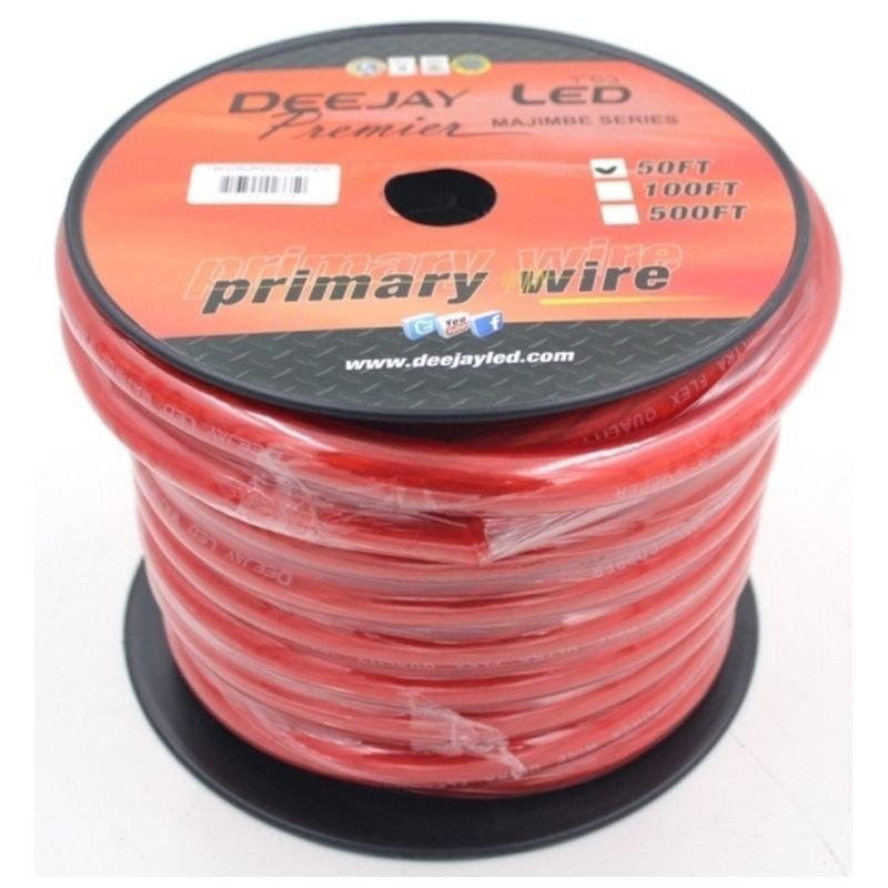 Deejay LED TBH050REDCOPPER 0-Gauge 50ft Pure Copper Power Cable - Red