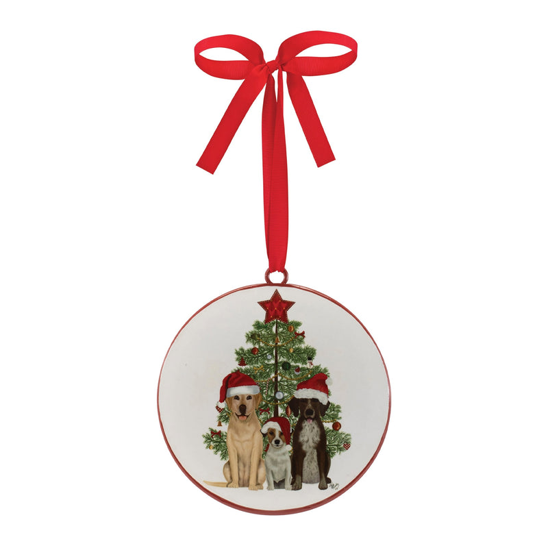Melrose Dogs and Christmas Tree Disc Ornament (Set of 12)