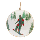 Melrose Metal Snowboard Forest Disc Ornament (Set of 6)