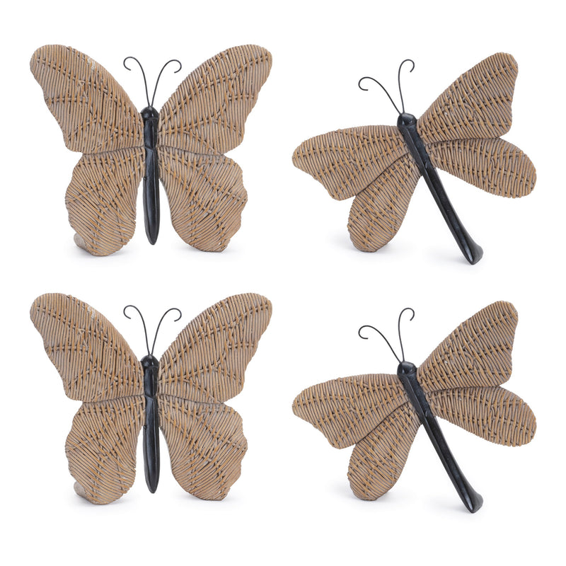 Melrose Wicker Design Butterfly and Dragonfly Shelf Sitter (Set of 4)