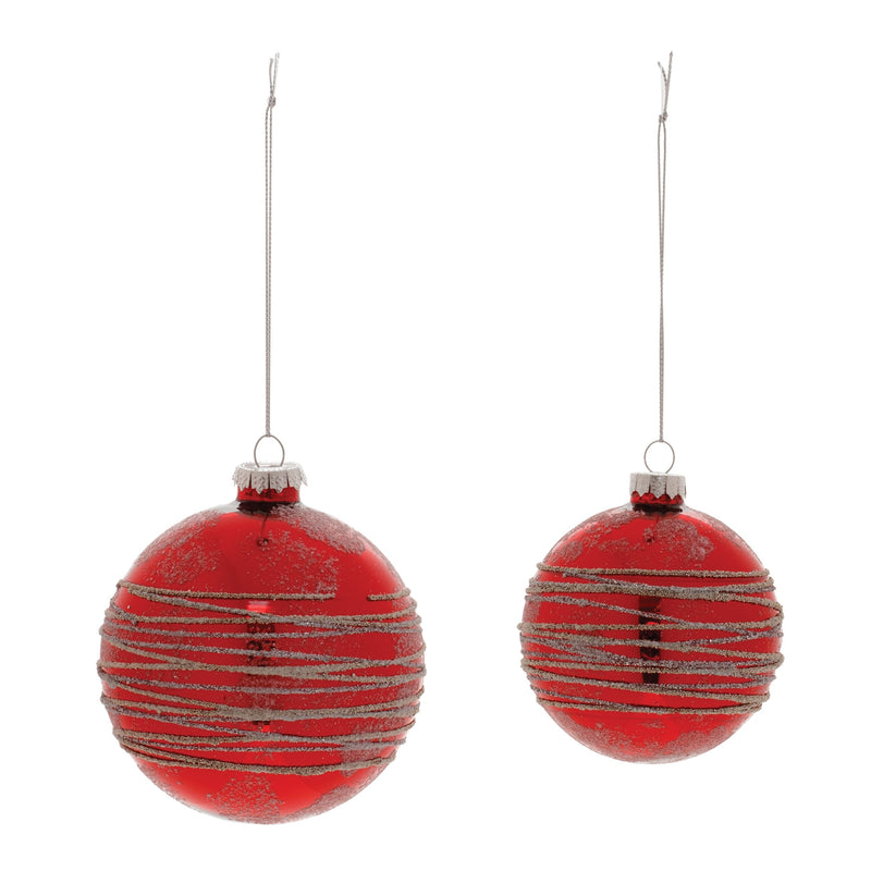 Melrose Red Glittered Glass Ball Ornament (Set of 6)