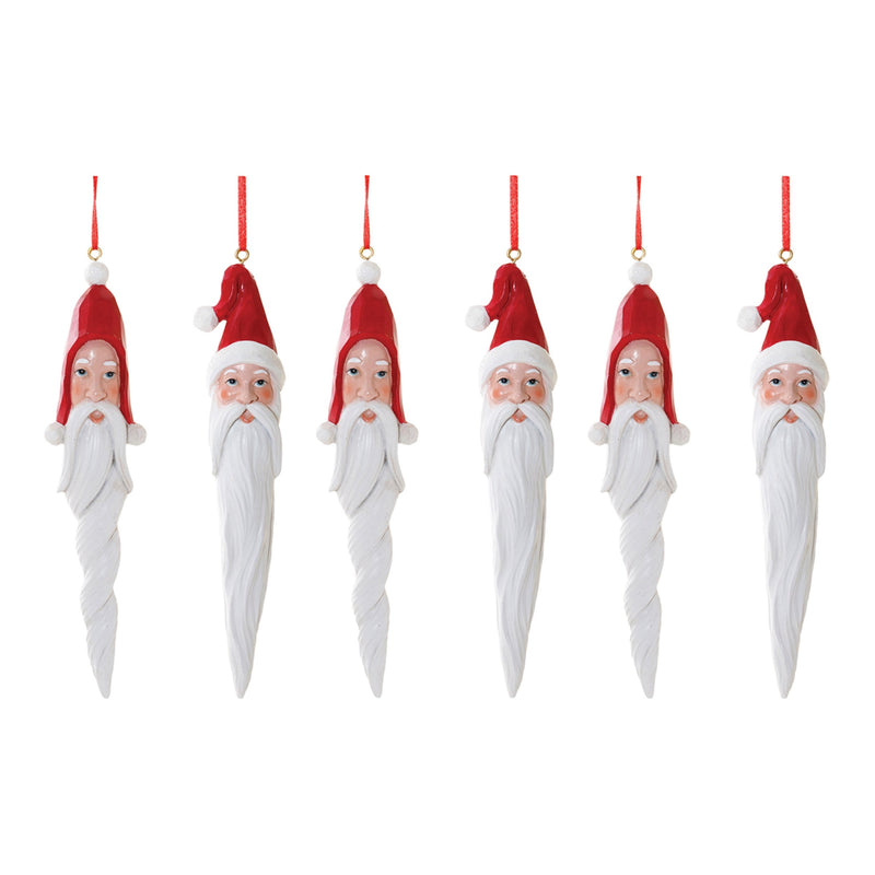 Melrose Carved Santa Drop Ornament (Set of 6)