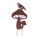 Melrose Metal Bird and Mushroom Garden Stake (Set of 2)