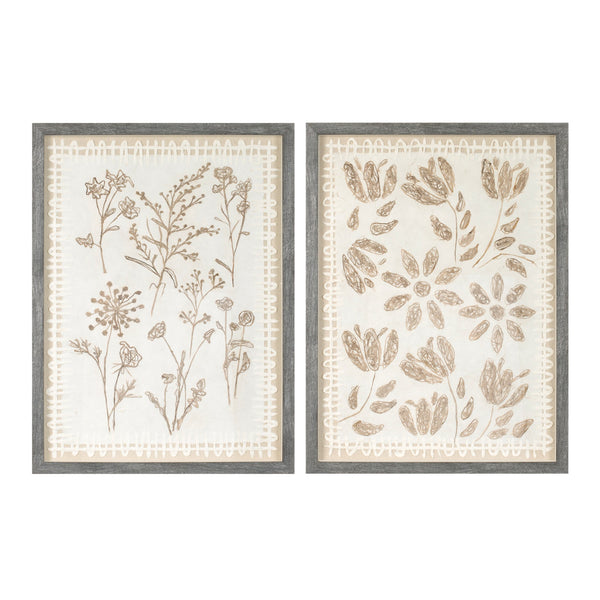 Melrose Framed Floral Wall Art Under Glass, Modern, Wood, Plastic