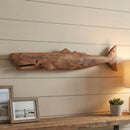 Melrose Pine Wood Whale Wall Accent 34"L, Nautical, Modern, Rustic, Wood, Metal