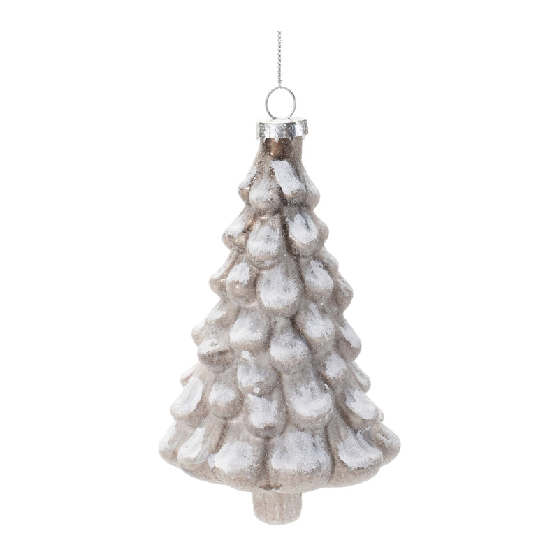 Melrose Snowy Glass Tree Ornaments – Set of 6