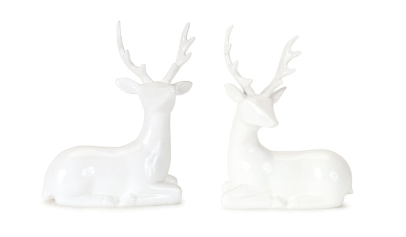 Melrose Modern White Winter Deer Figurine (Set of 12)