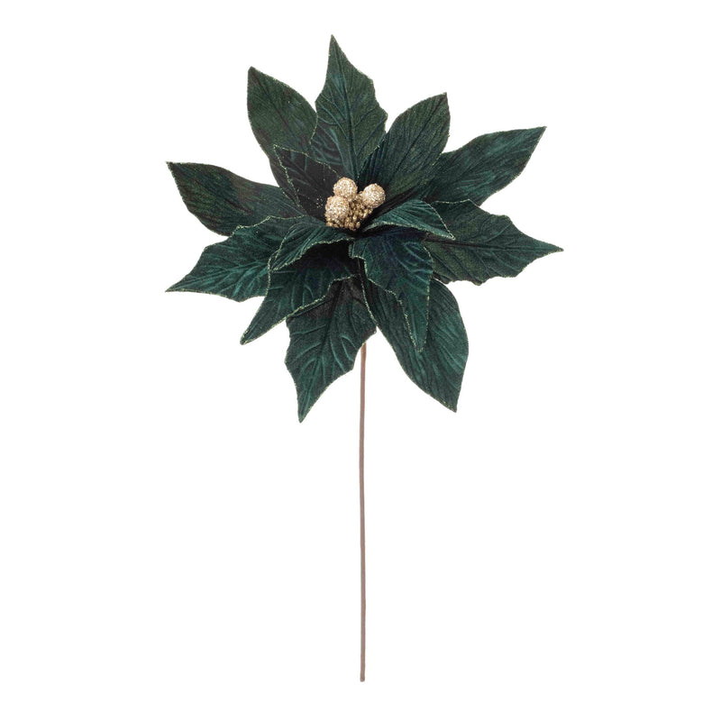 Melrose Forest Green Poinsettia Stem (Set of 2)