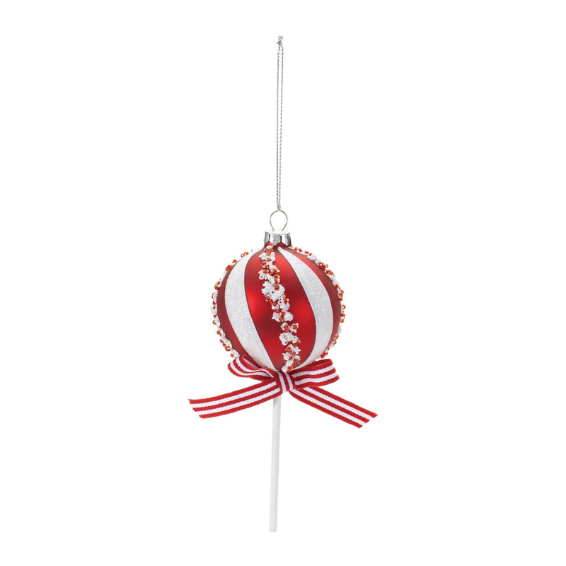 Melrose Glass Peppermint Lollipop Ornament (Set of 12)