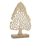 Melrose Modern Metal Leaf Tree on Wood Base (Set of 2)