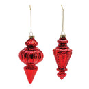 Red Ribbed Glass Finial Ornament (Set of 6)