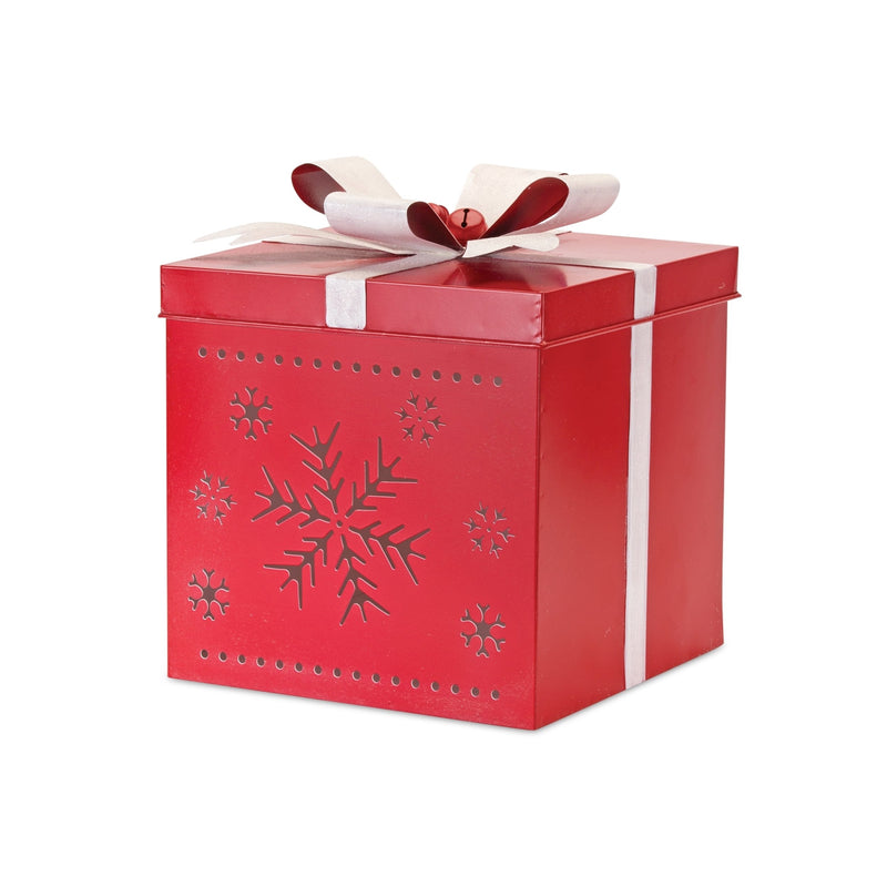 Melrose Metal Present Decor with Nordic Snowflake Cut Out (Set of 2)