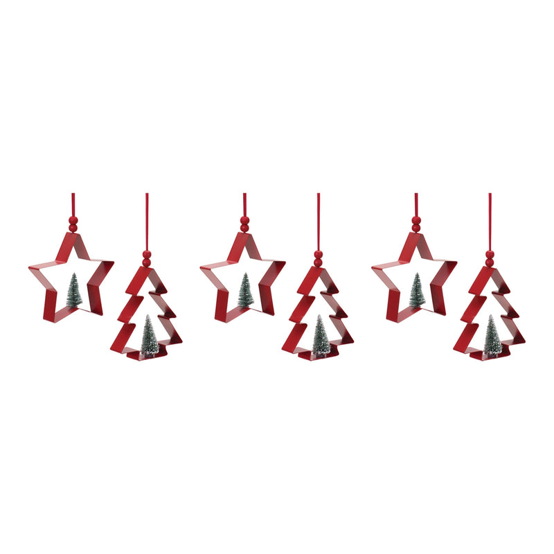 Melrose Star and Pine Tree Cookie Cutter Ornament (Set of 6)
