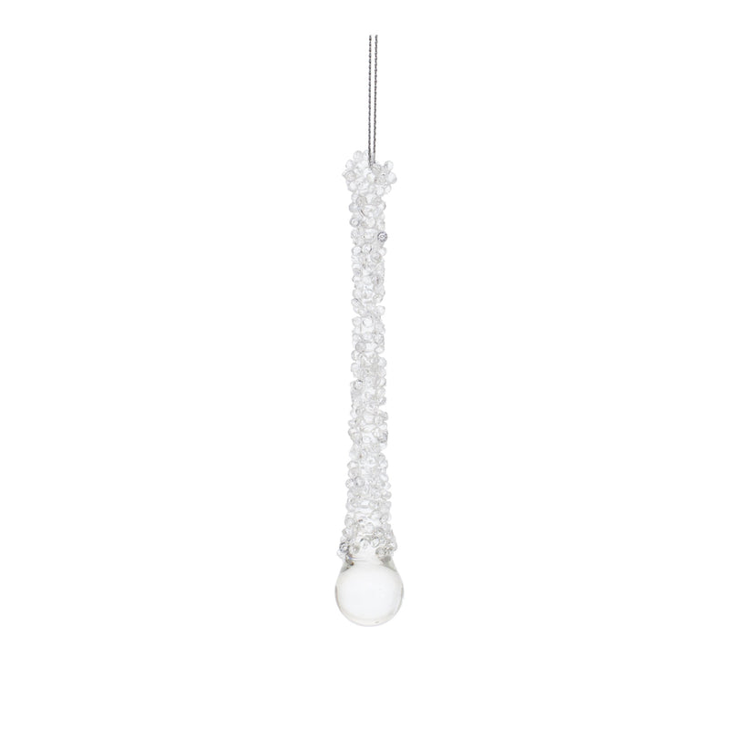 Melrose Clear Beaded Glass Icicle Drop Ornament (Set of 12)