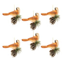 Melrose Glittered Glass Bird and Piencone Ornament (Set of 6)