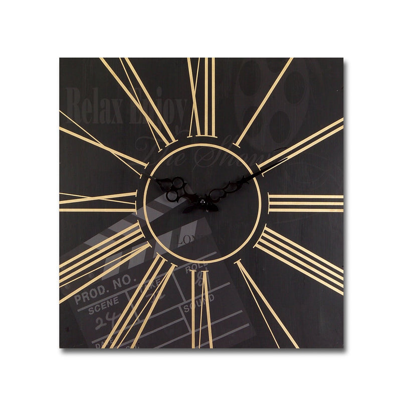 Melrose 16” Movie Theatre Set of 2 Wall Clock, Film Reel Design, Modern, Analog