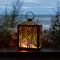 Melrose Forest Cut Metal Lantern with Gold Accent 16"H Rustic Black  Gold