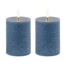 Melrose FIA Wick Blue Pillar Candle (Set of 2)