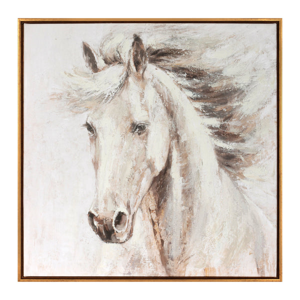 Melrose Framed Horse Canvas Art 24"SQ Wall Decor, Modern, Rustic, Wood
