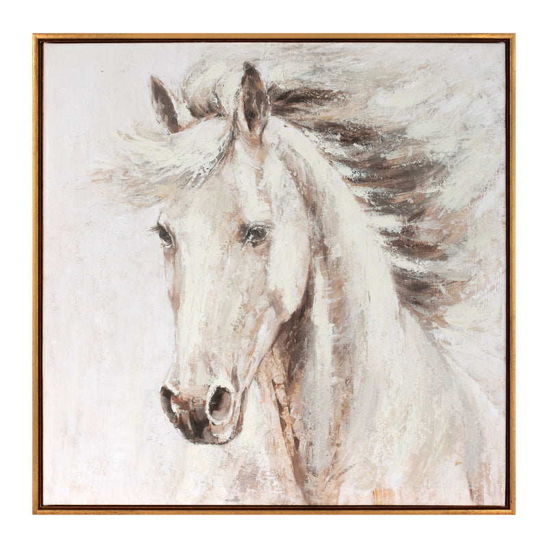 Melrose Framed Horse Canvas Art 24"SQ Wall Decor, Modern, Rustic, Wood