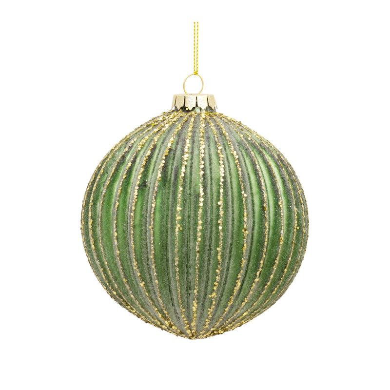 Melrose Ribbed Glass Ornament with Gold Accent (Set of 6)