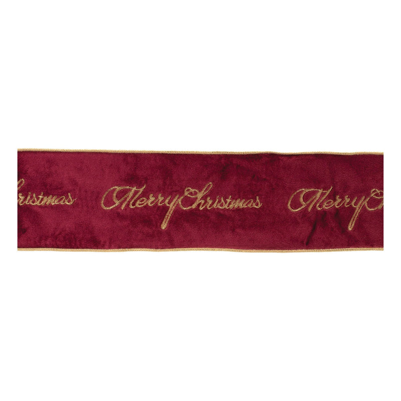 Melrose Embroidered Merry Christmas Wired Ribbon 4" x 5 Yds.