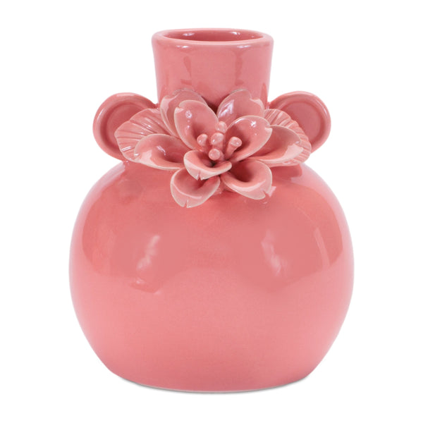 Melrose Storeware Bud Vase with Floral Accent (Set of 2)