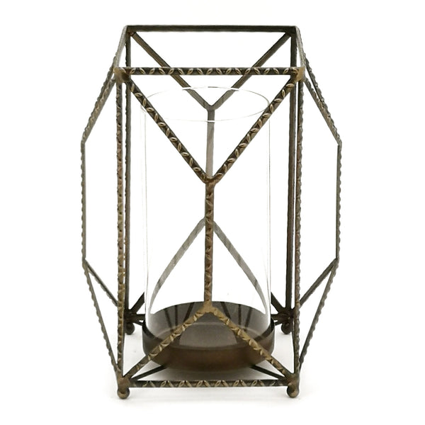 Melrose Geometric Iron Candle Holder 10"H
