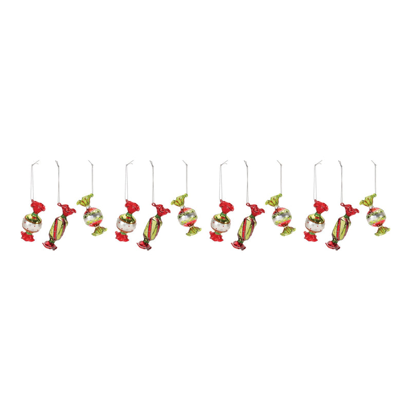 Melrose Glass Wrapped Candy Ornament (Set of 12)