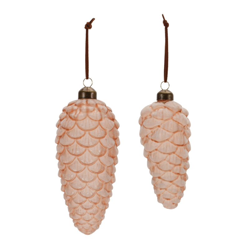 Melrose Frosted Glass Pinecone Drop Ornament (Set of 6)