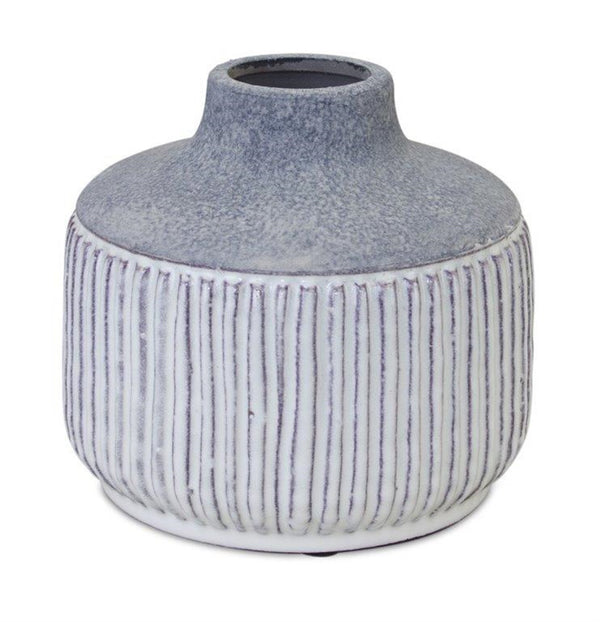 Melrose Modern Grey Terra Cotta Vase with Glazed Accent 6"H