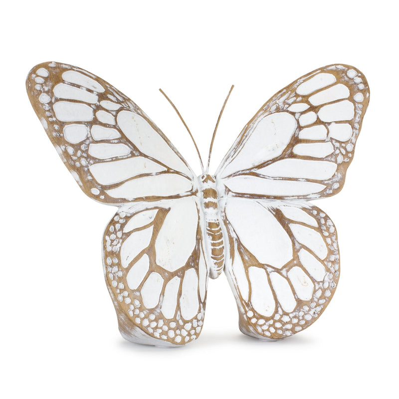 Melrose Stone Butterfly Shelf Sitter with White Washed Finish (Set of 3)