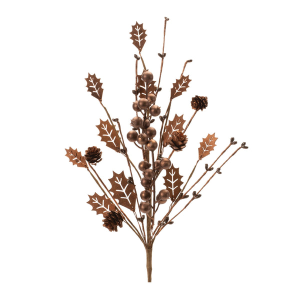 Melrose Mixed Holly Berry Pinecone Spray (Set of 6)