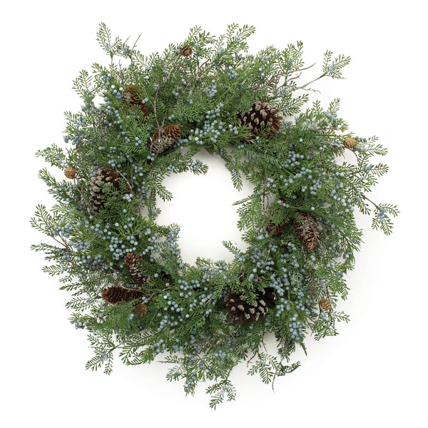 Melrose Mixed Juniper and Pinecone Wreath 26"D