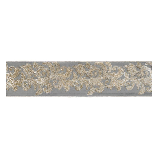 Melrose Embroidered Damask Wired Ribbon 4" x 5 Yds.