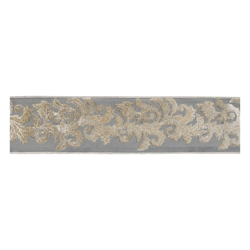 Melrose Embroidered Damask Wired Ribbon 4" x 5 Yds.