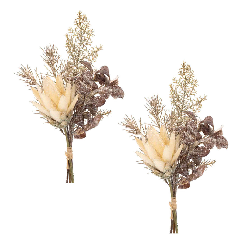 Melrose Glittered Protea Pine Bundle (Set of 2)