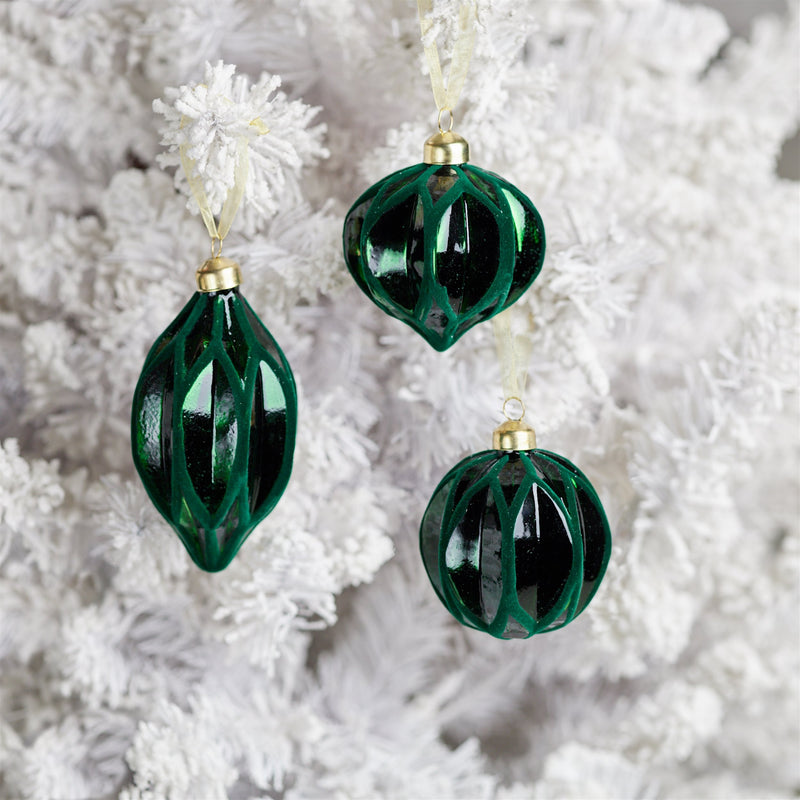 Melrose Velvet Glass Ornament (Set of 12)