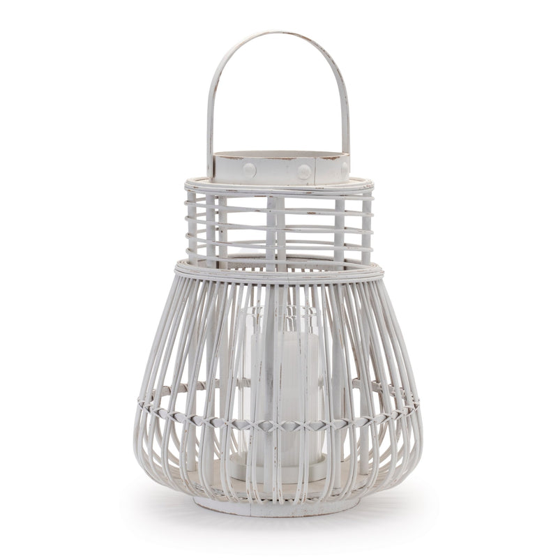 Melrose Woven Rattan Lantern 14.5"H White