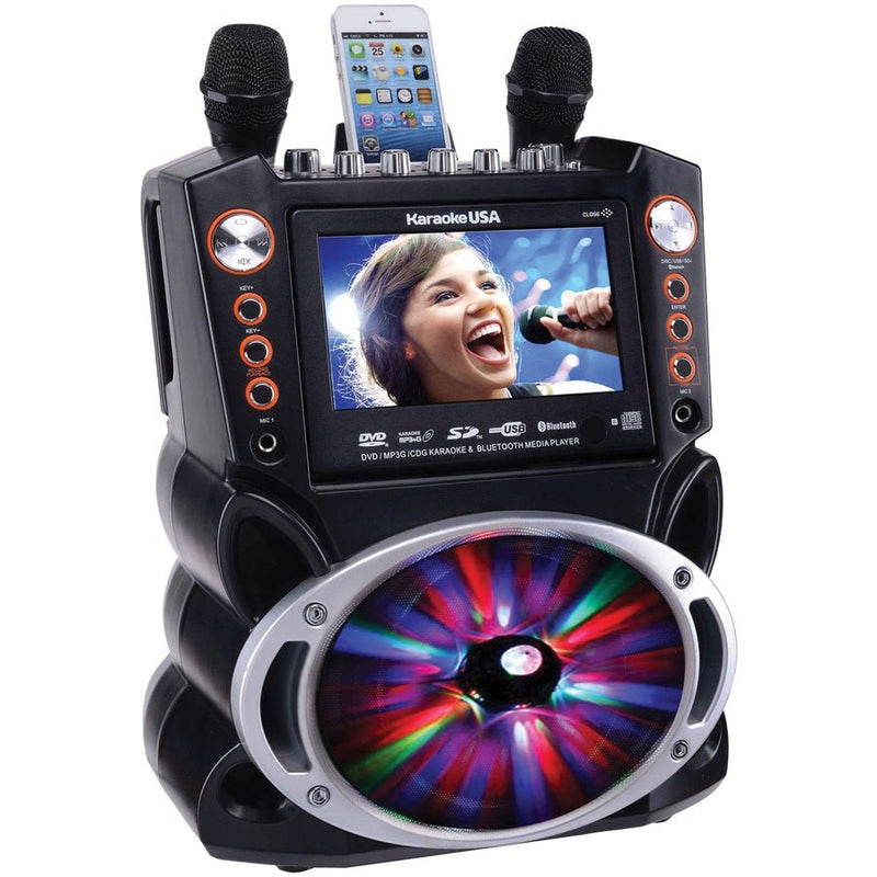 Karaoke USA Bluetooth Karaoke Machine w/ Synchronized LEDs - New Open Box