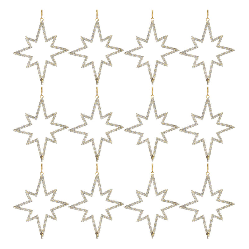 Melrose Jeweled Metal Star Ornament (Set of 12)