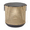 Melrose Punched Metal Candle Holder with Rattan Design (Set of 2)
