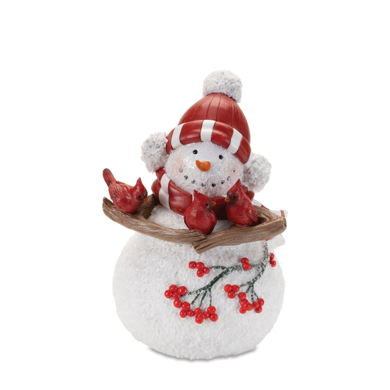 Melrose Cardinal Snowman Figurnie (Set of 2)