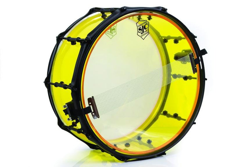 SJC Josh Dun Torch Snare Drum 6.5x14 Yellow Acrylic Shell w/ Black Hardware